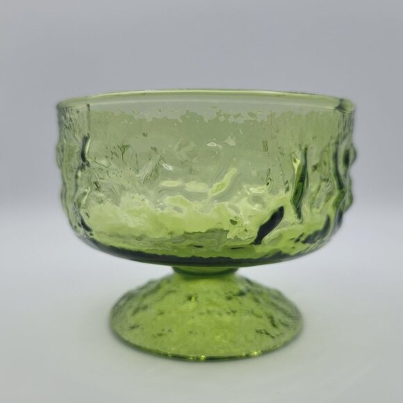 Anchor Hocking Lido Milano Avocado Green Foot Sherbet Dessert Bowl Dish Vintage - Picture 7 of 8